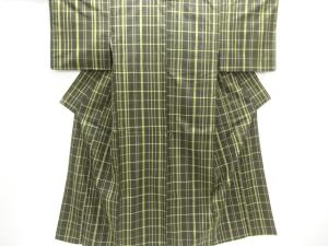 格子織り出し米沢紬着物